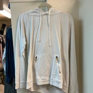Long white sweater, GapBody size L/G. Has one pouch zipper